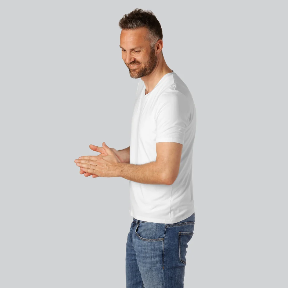 Bambus t-shirt v-hals i hvid til mænd - Image 4
