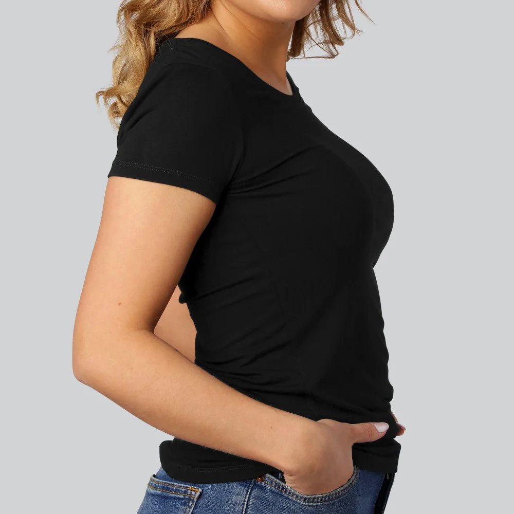 Bambus t-shirt o-hals i sort til damer - Image 4